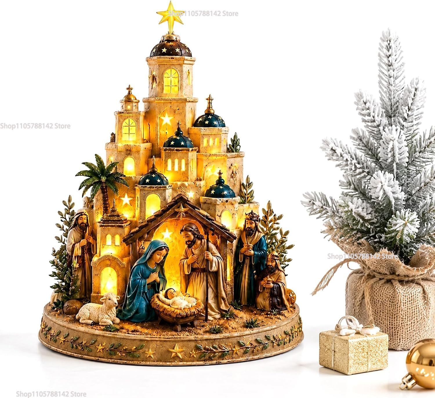 Bethlehem Nativity Church Ligh - Up Lighting Decor 评论和价格