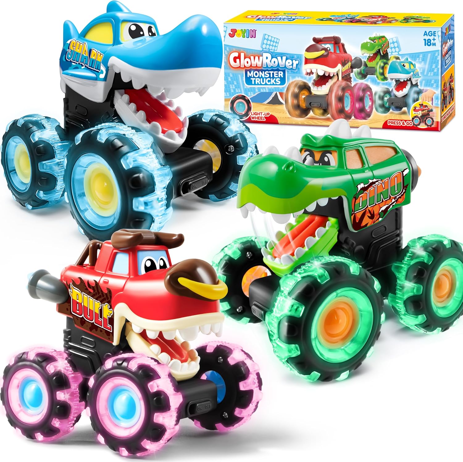 JOYFY 3 Pack Monster Truck Toy - Lighting Christmas Decor 评论和价格