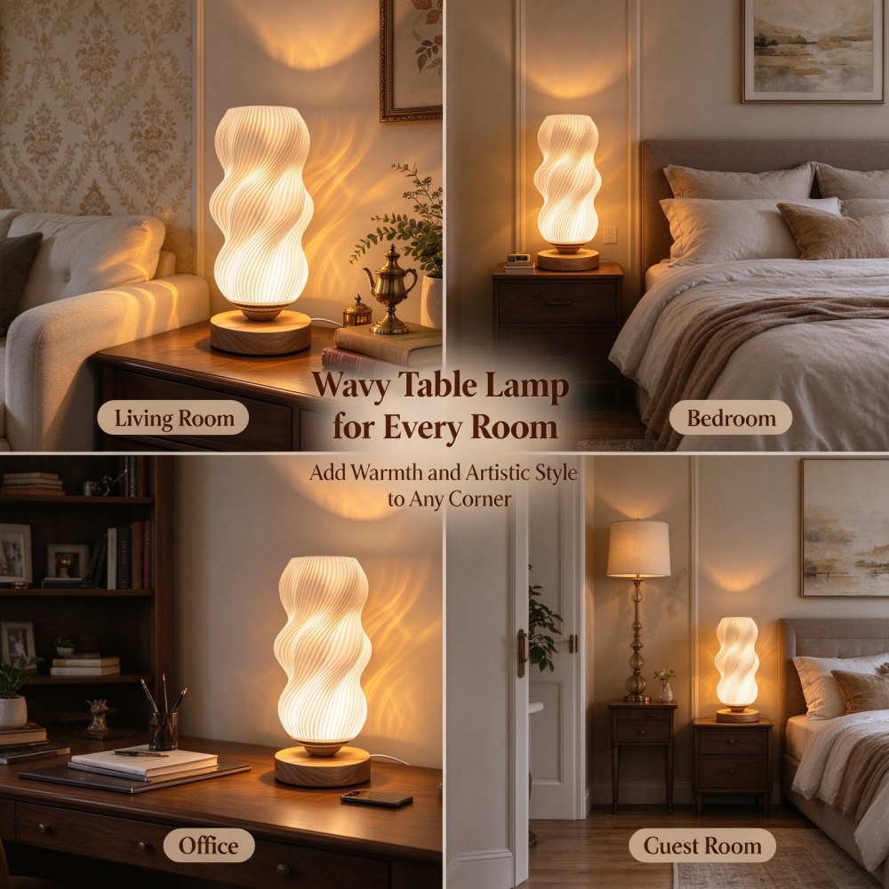 3D Printed Wave Texture Night  - Lighting Decor Bedroom 评论和价格